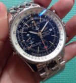 Swiss Grade Breitling Navitimer Replica Watch SS Black Face Chronograph Design